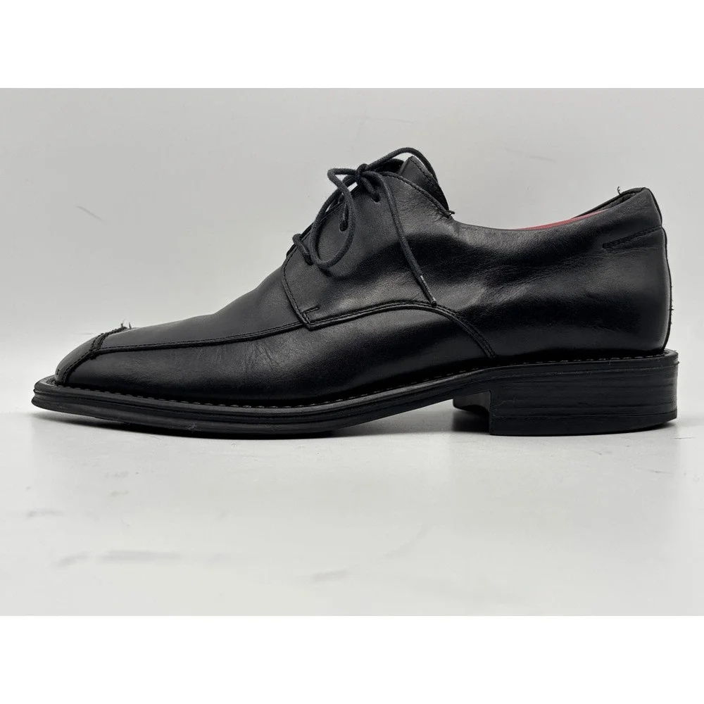 Alfani Men's Black Leather Derby Dress Shoes Size 9M Made in Italy Split Toe